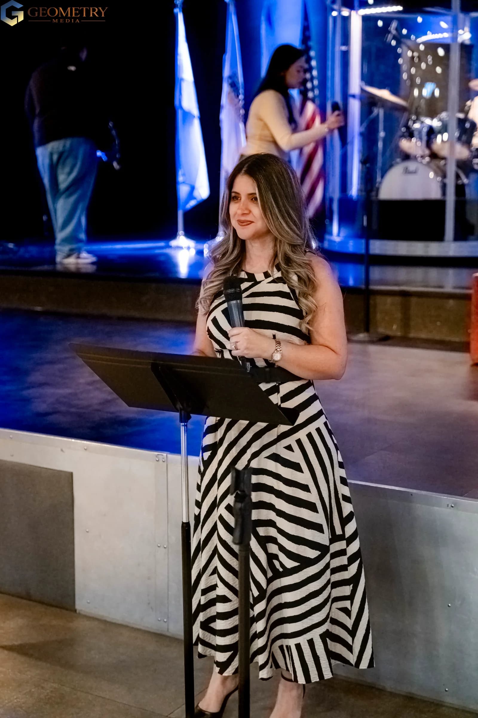 Speaker addressing the congregation during a Dallas church service