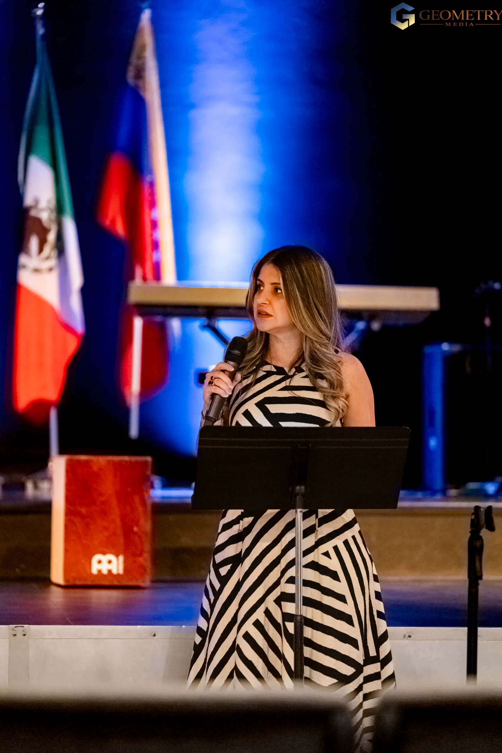 Speaker addressing the congregation during a Dallas church service