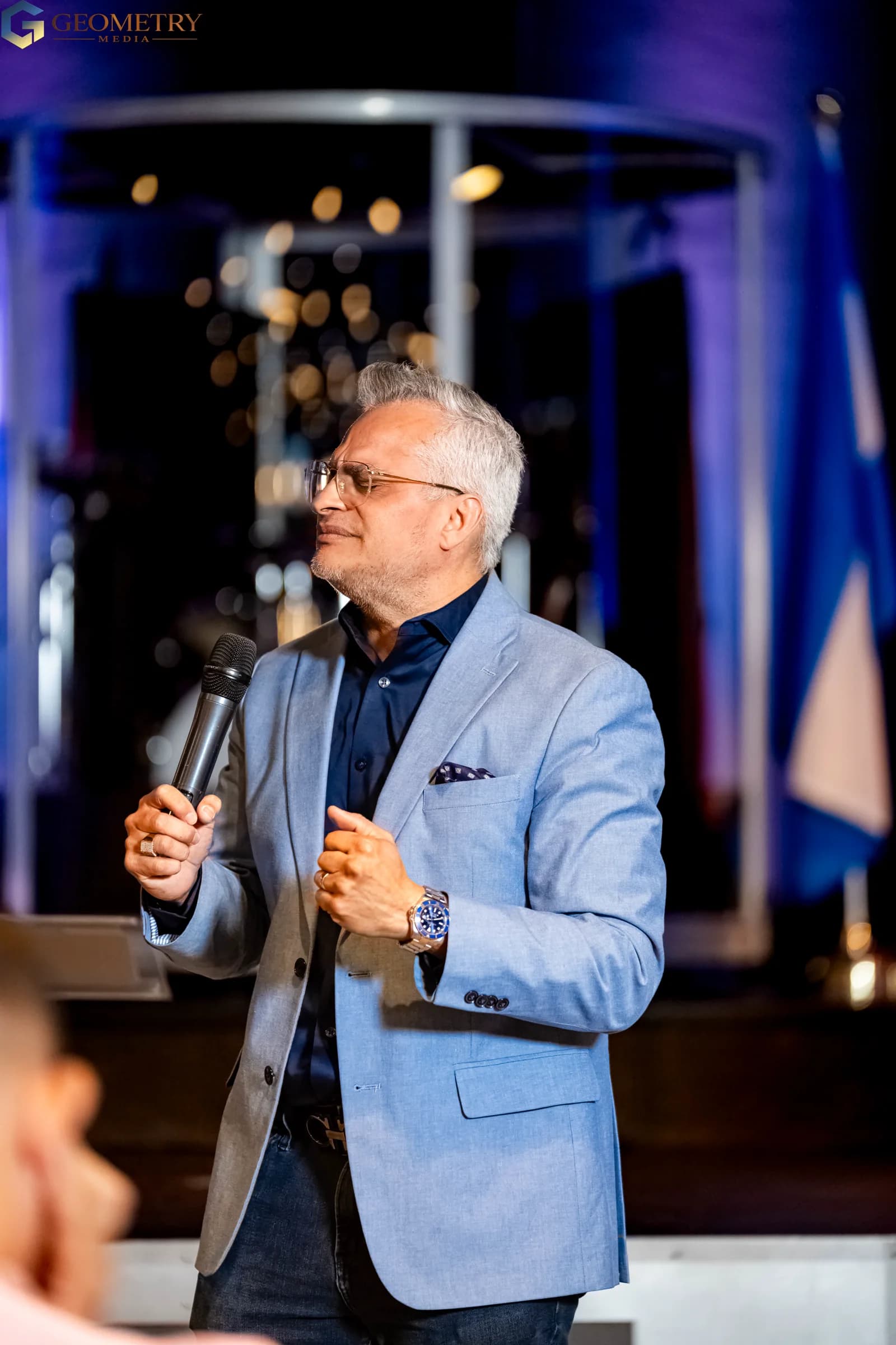 Speaker addressing the congregation during a Dallas church service
