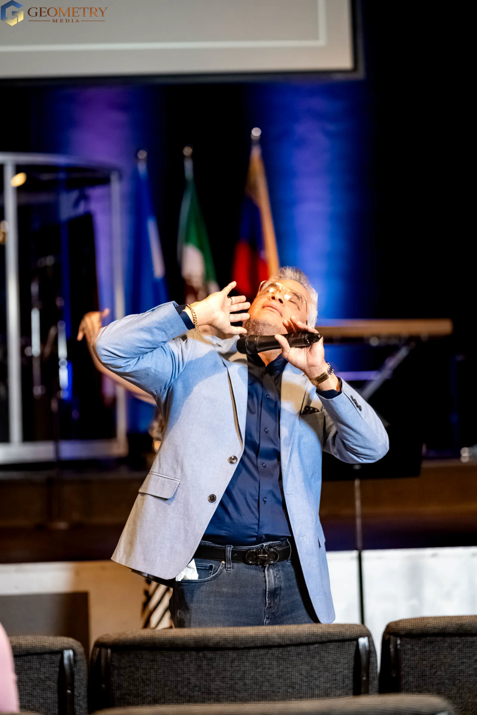 Congregation and family moments at an international church gathering