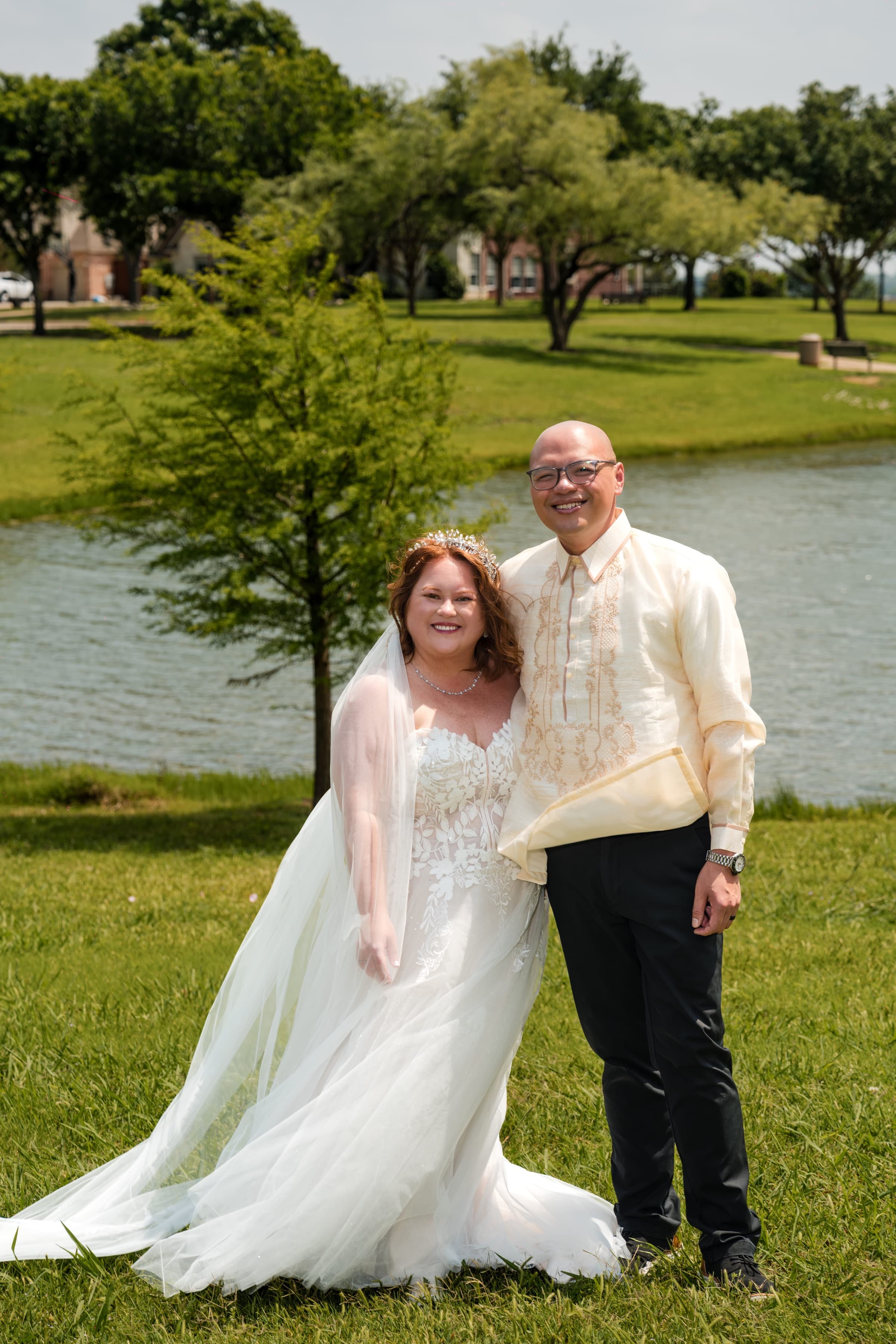 Dallas wedding photographer — couple portrait at golden hour, DFW outdoor venue