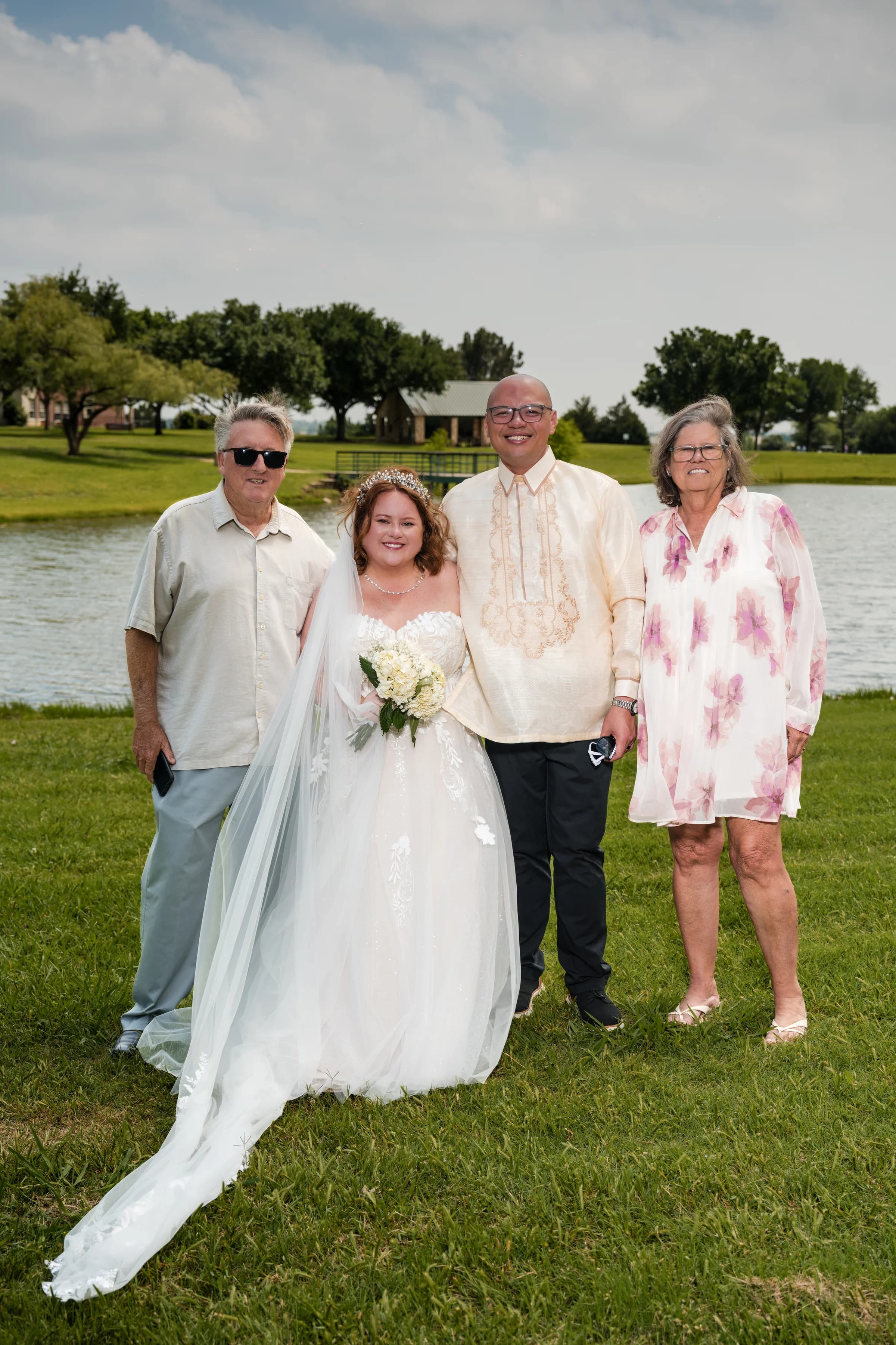 Lakeside wedding celebration — family and wedding party portraits