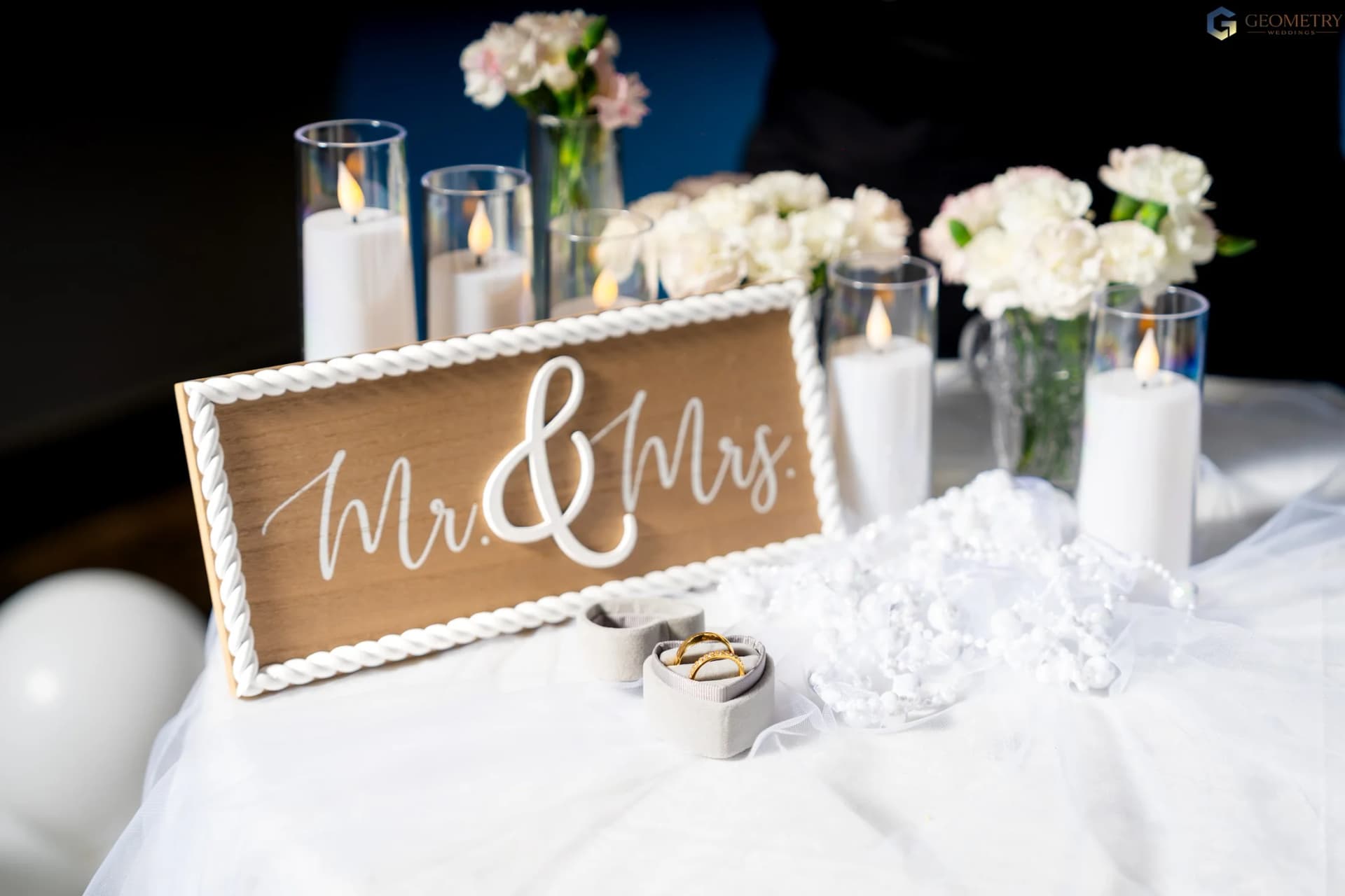 Floral, candle and table details at an intimate Dallas wedding