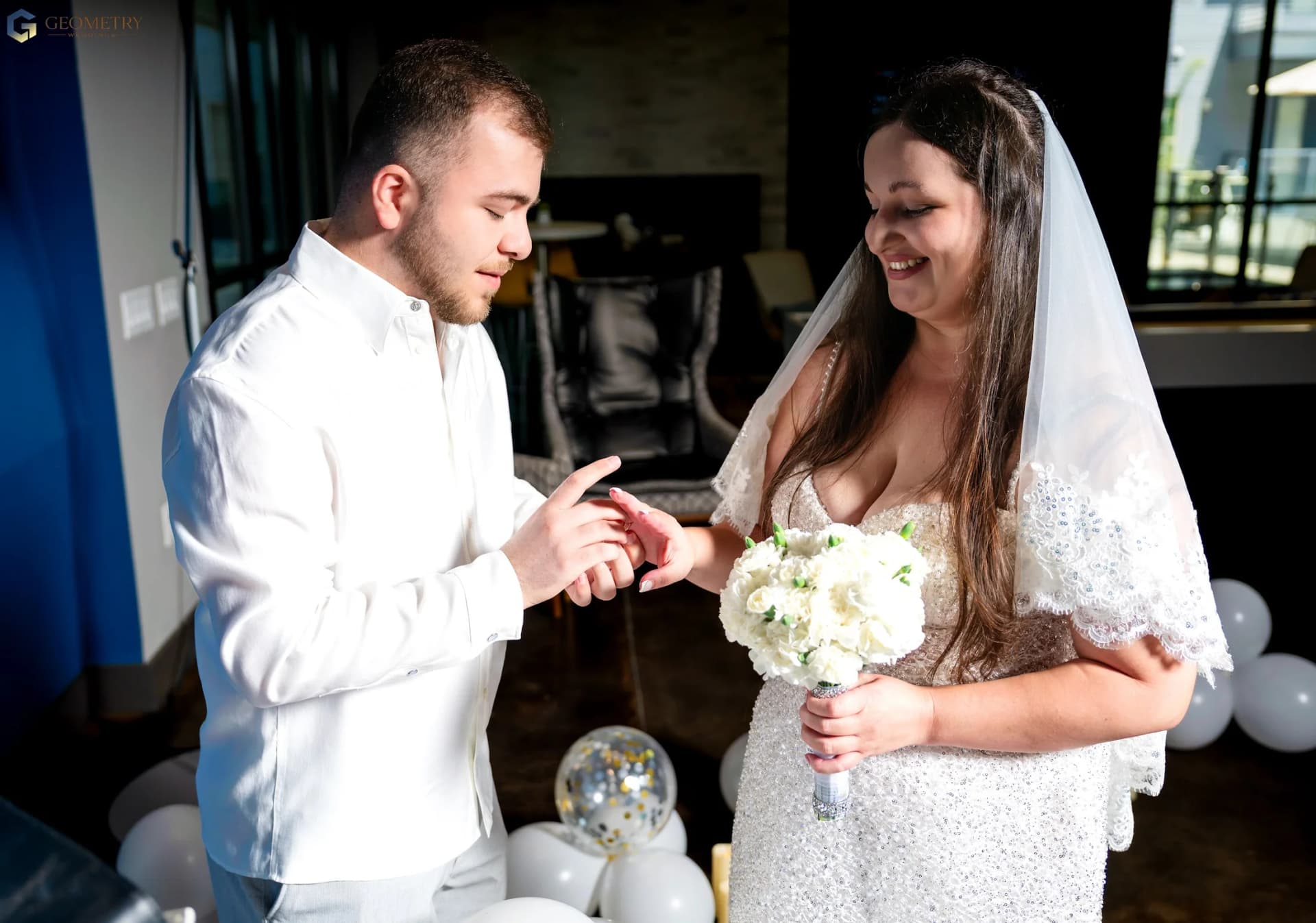 Valentina smiling during the ring exchange