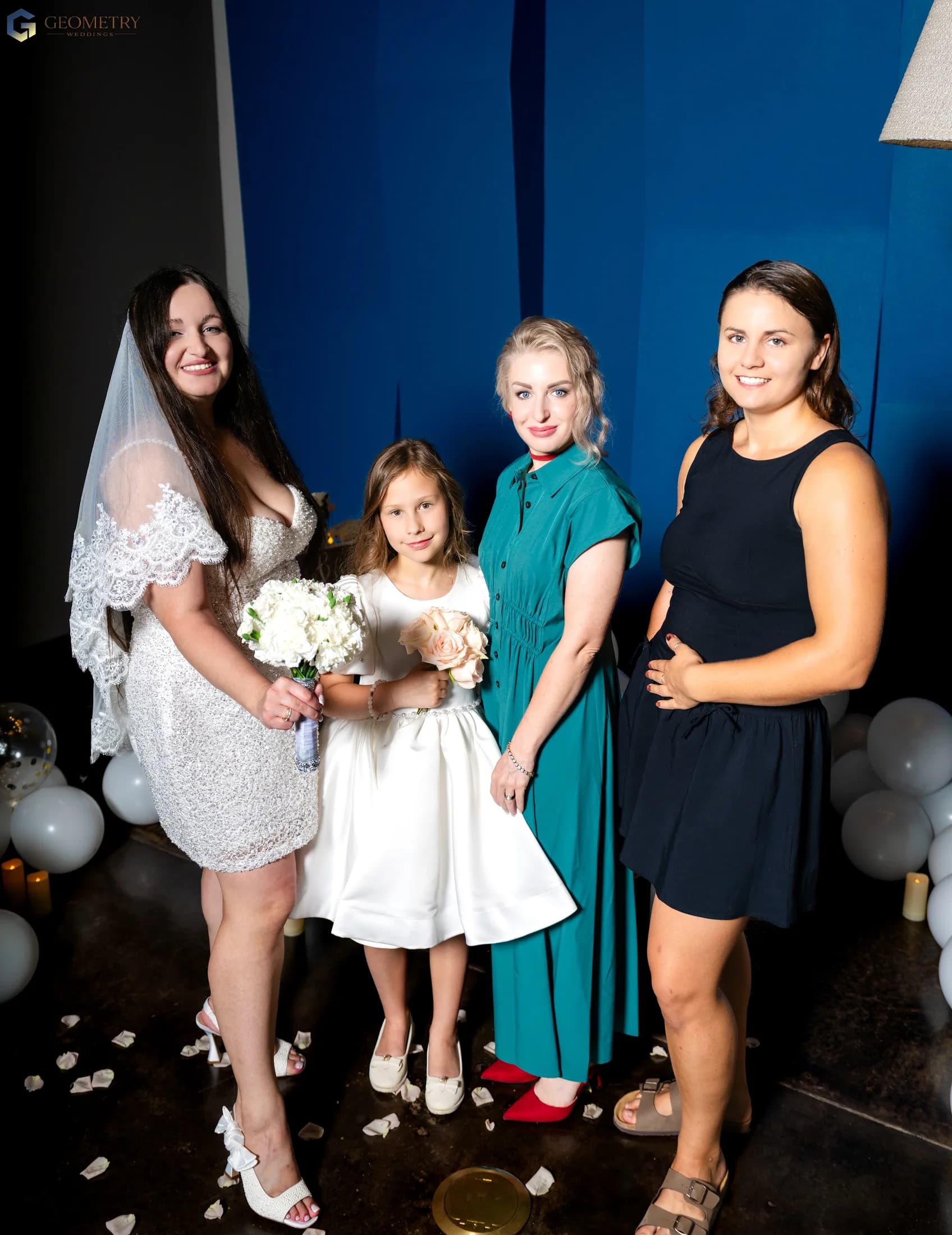 Bride with family at her intimate Dallas wedding