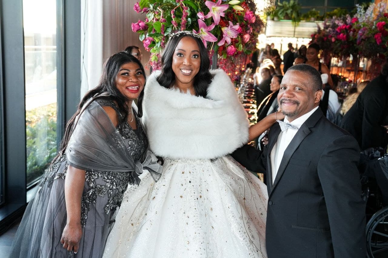 Reception moment at elegant Dallas hotel wedding