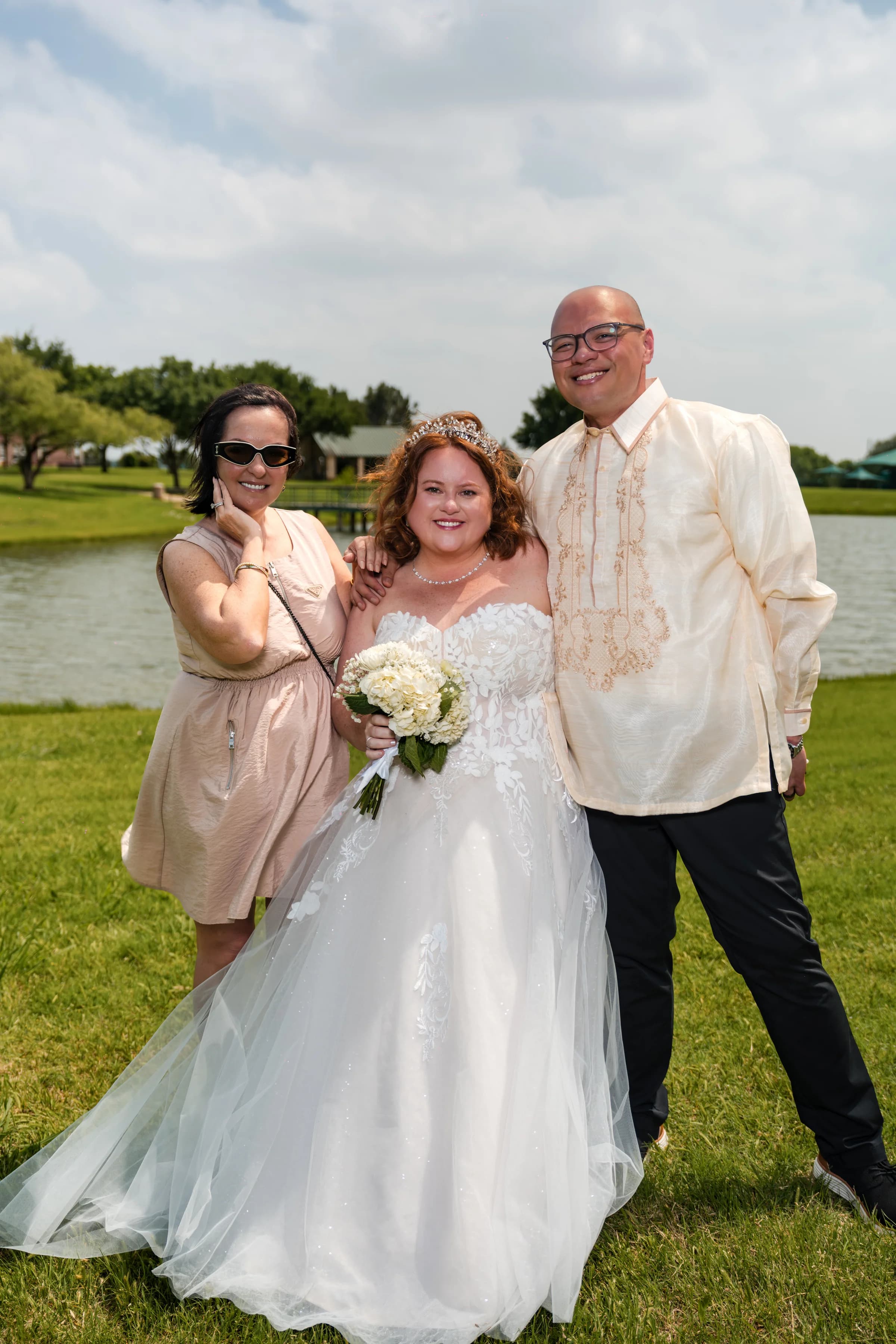 Groom and guests portrait outdoors DFW